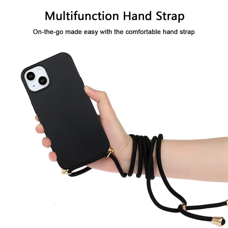 Compra a granel de Funda Ecológica para iPhone 13 con Cordón, Compostable de Paja de Trigo+TPU - Negro