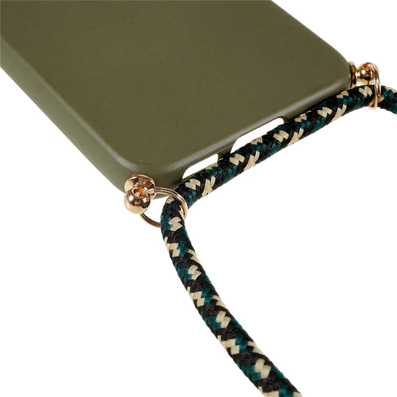 Bulk Purchasing For Samsung Galaxy S23 Eco Friendly Case with Lanyard Compostable Wheat Straw+TPU Phone Cover - Army Green