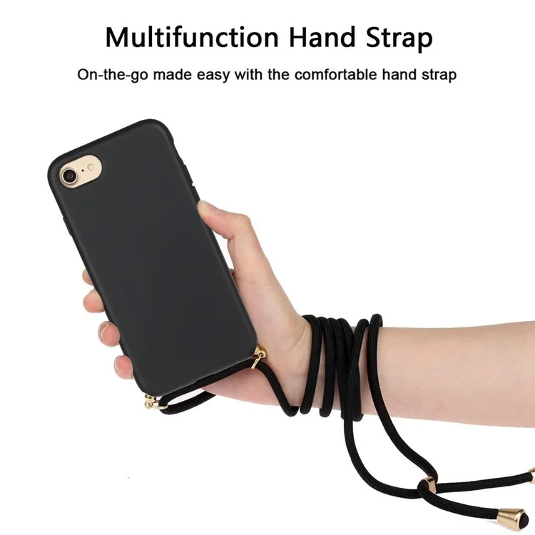 Bulk Purchasing For iPhone SE (2022) / (2020) / 8 / 7 Eco Friendly Case with Lanyard Wheat Straw+TPU Phone Cover - Black