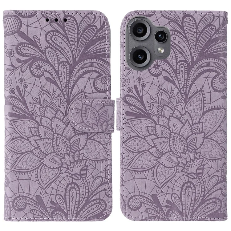 For Nothing CMF Phone 2 Pro Case Lace Flowers PU Leather Flip Wallet Phone Cover - Purple