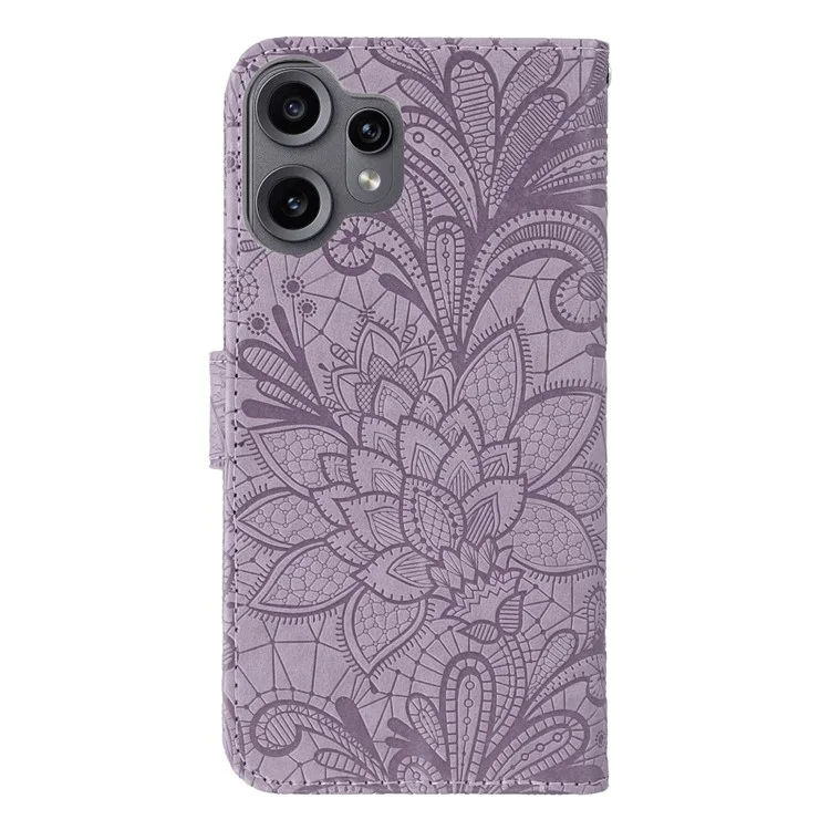 For Nothing CMF Phone 2 Pro Case Lace Flowers PU Leather Flip Wallet Phone Cover - Purple