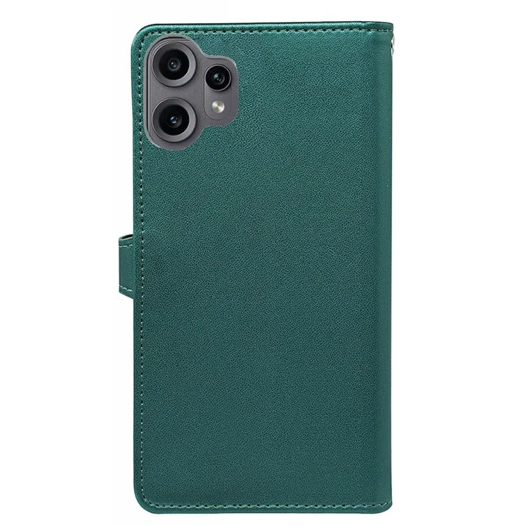 Чехол-кошелек для Nothing Phone 2 Pro с имитацией кожи, 9 отделениями для карт, подставкой и застежкой-пряжкой - Зеленый