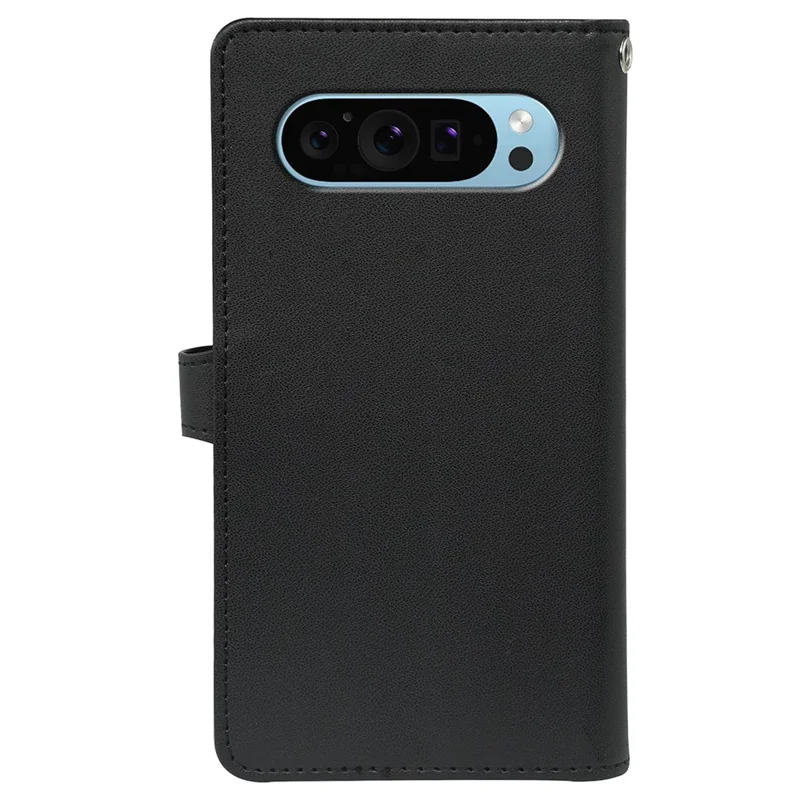 For Google Pixel 10 Pro / Pixel 10 Case with 9 Card Slots PU Leather Stand Phone Cover - Black