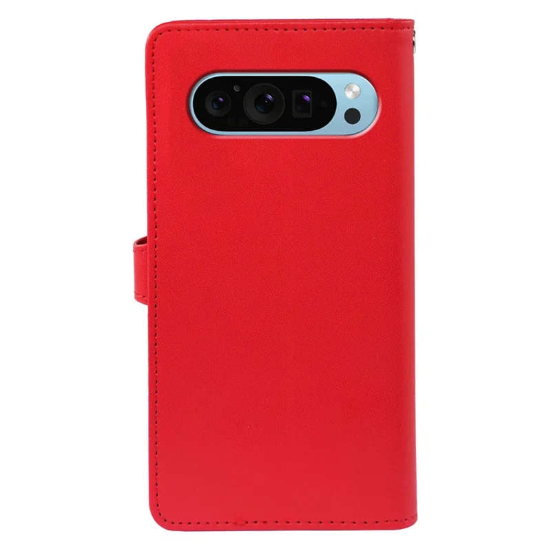 For Google Pixel 10 Pro XL Case with 9 Card Slots PU Leather Stand Phone Cover - Red