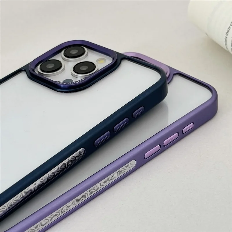 For iPhone 14 Pro Clear Phone Case Electroplating Edge PC Acrylic Back Cover - Grey