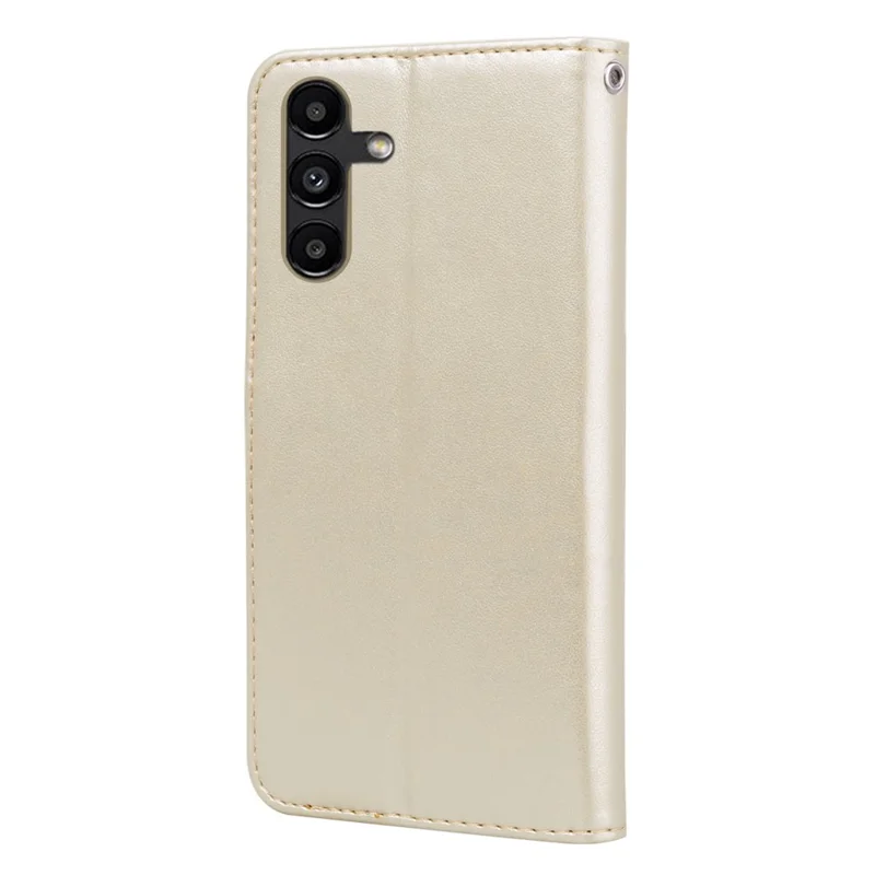 Samsung Galaxy A56 5G-hoesje met rozenpatroon, lederen portemonneebehuizing met riempje - Goud