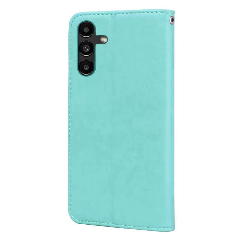 Zijden Rozenpatroon Leren Wallet Hoesje voor Samsung Galaxy A35 5G met Bandje - Groen