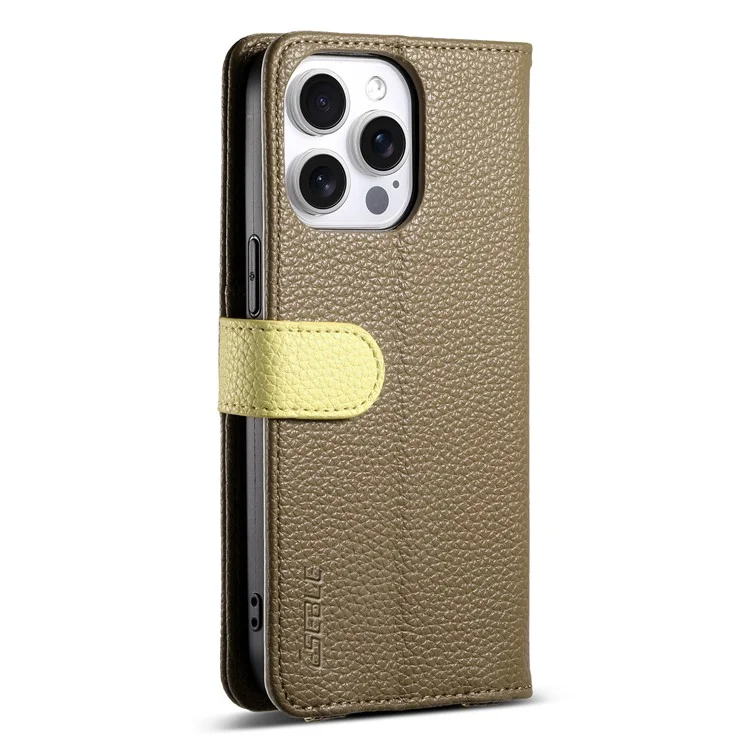 ESEBLE E11 For iPhone 16 Pro Max Case Zipper Pocket Litchi Texture Leather Phone Cover with Mirror and Wrist Strap - Brown
