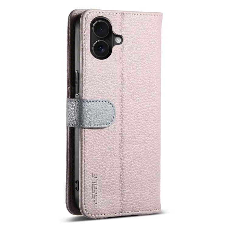 ESEBLE E11 For iPhone 16 Plus Case Zipper Pocket Litchi Texture Leather Phone Cover with Mirror and Wrist Strap - Light Purple