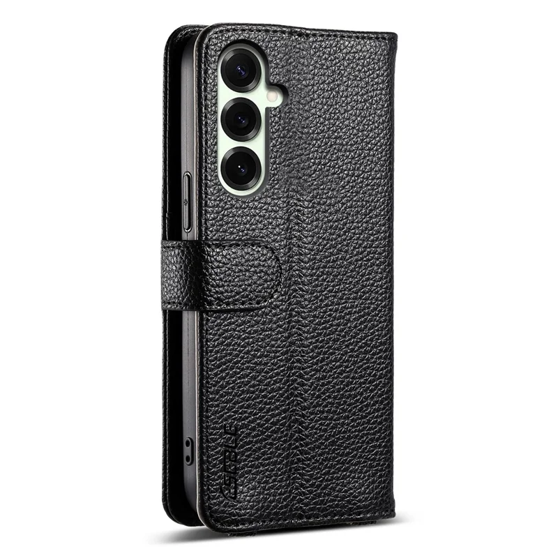 ESEBLE E11 For Samsung Galaxy S25+ Case Zipper Pocket Litchi Texture Leather Phone Cover with Mirror and Wrist Strap - Black