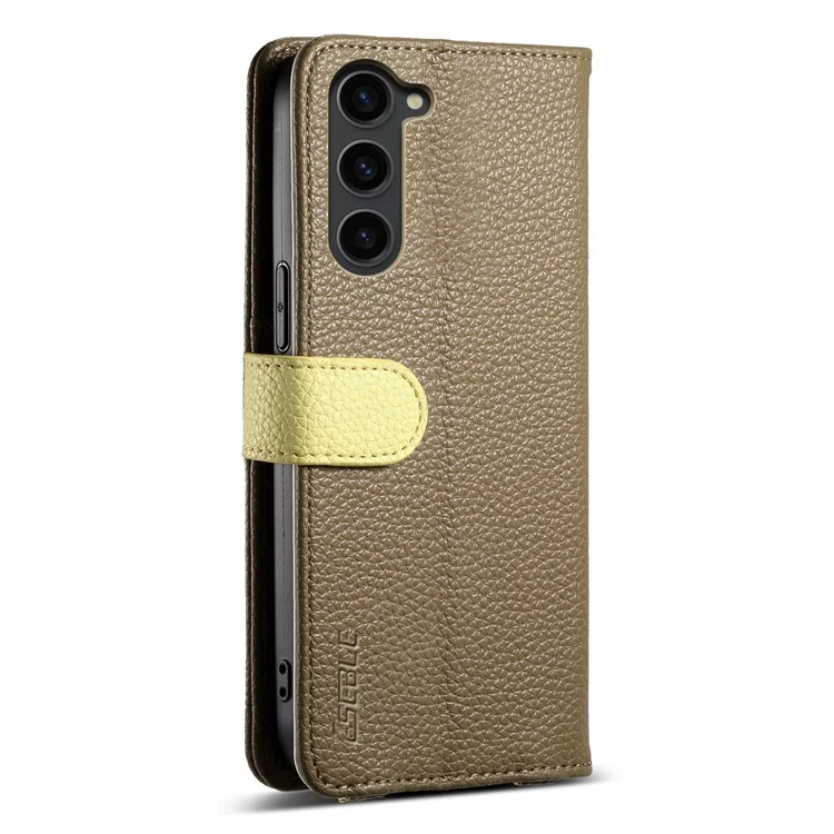ESEBLE E11 For Samsung Galaxy S23+ Case Zipper Pocket Litchi Texture Leather Phone Cover with Mirror and Wrist Strap - Brown