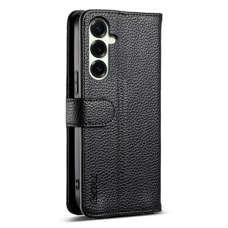 ESEBLE E11 For Samsung Galaxy S23 FE Case Zipper Pocket Litchi Texture Leather Phone Cover with Mirror and Wrist Strap - Black
