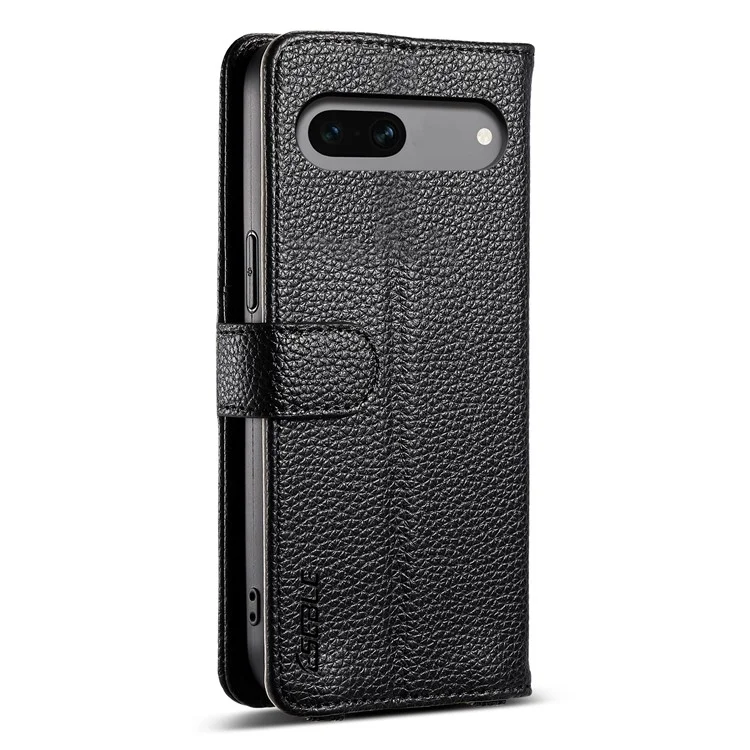 ESEBLE E11 For Google Pixel 8a Case Zipper Pocket Litchi Texture Leather Phone Cover with Mirror and Wrist Strap - Black