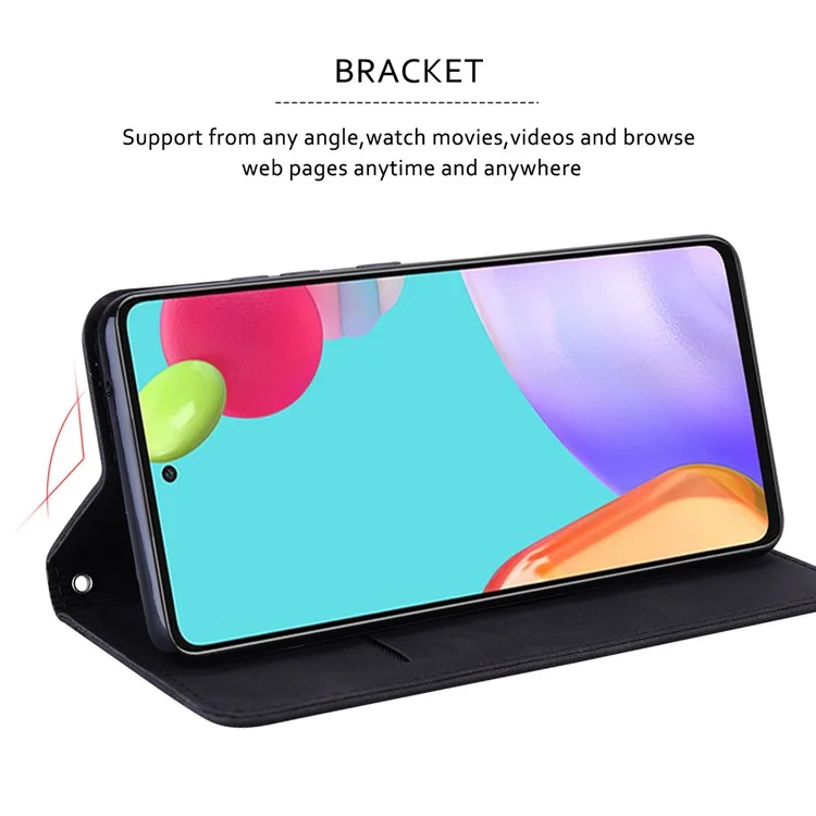 Für Samsung Galaxy A54 5G Hülle imBusinessstil mit magnetischem Verschluss, Leder-Handyhülle mit Trageriemen - Schwarz
