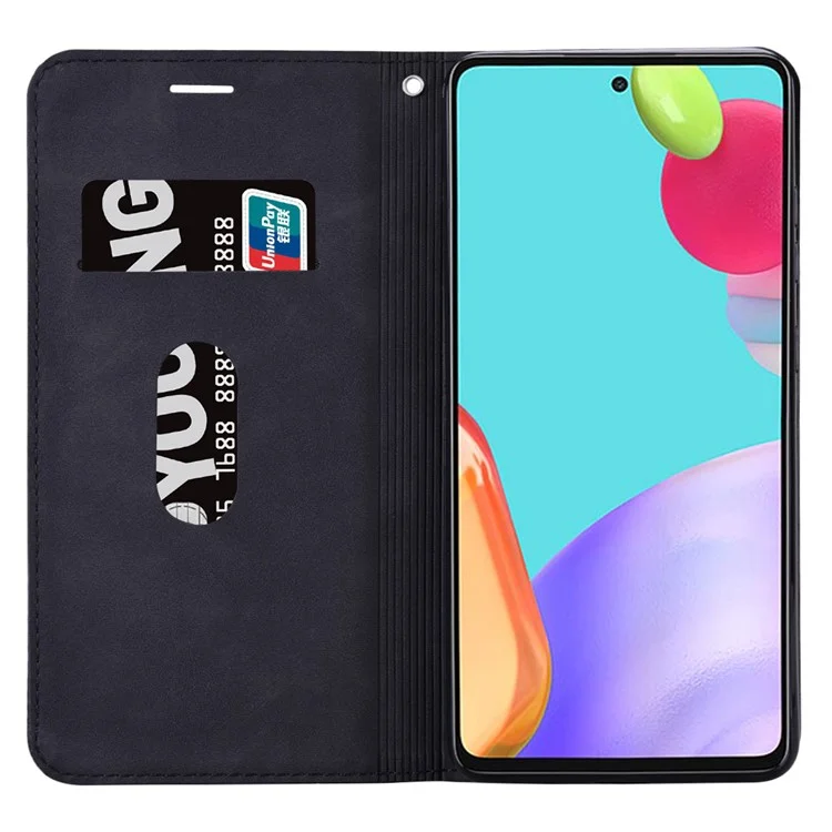 Funda de Estilo Empresarial para Samsung Galaxy A35 5G con Cierre Magnético y Correa de Cuero - Negro