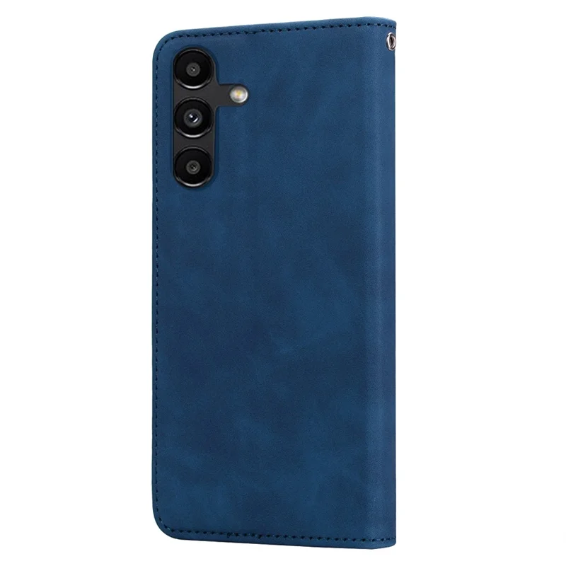 For Samsung Galaxy A35 5G Case Business Style Magnetic Closure Leather Phone Cover with Strap - Blue