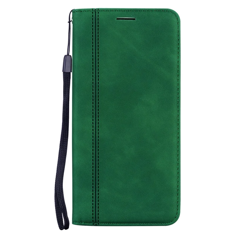 For Samsung Galaxy A35 5G Case Business Style Magnetic Closure Leather Phone Cover with Strap - Green