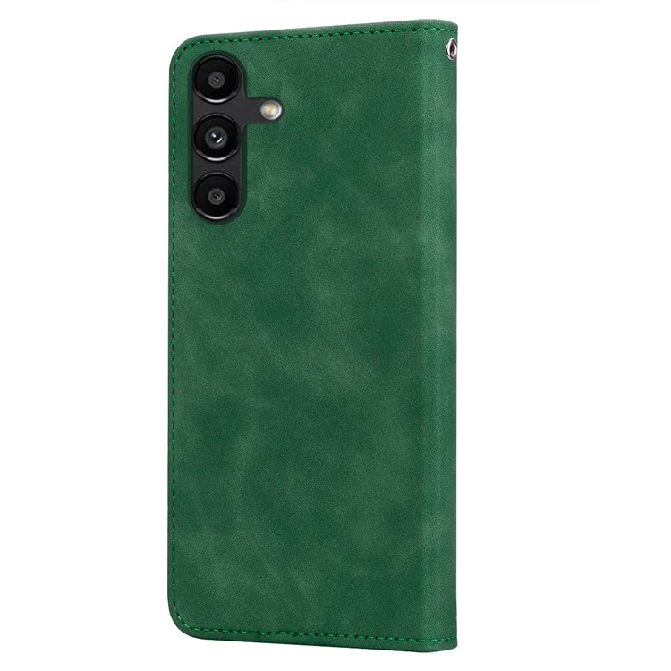 For Samsung Galaxy A35 5G Case Business Style Magnetic Closure Leather Phone Cover with Strap - Green