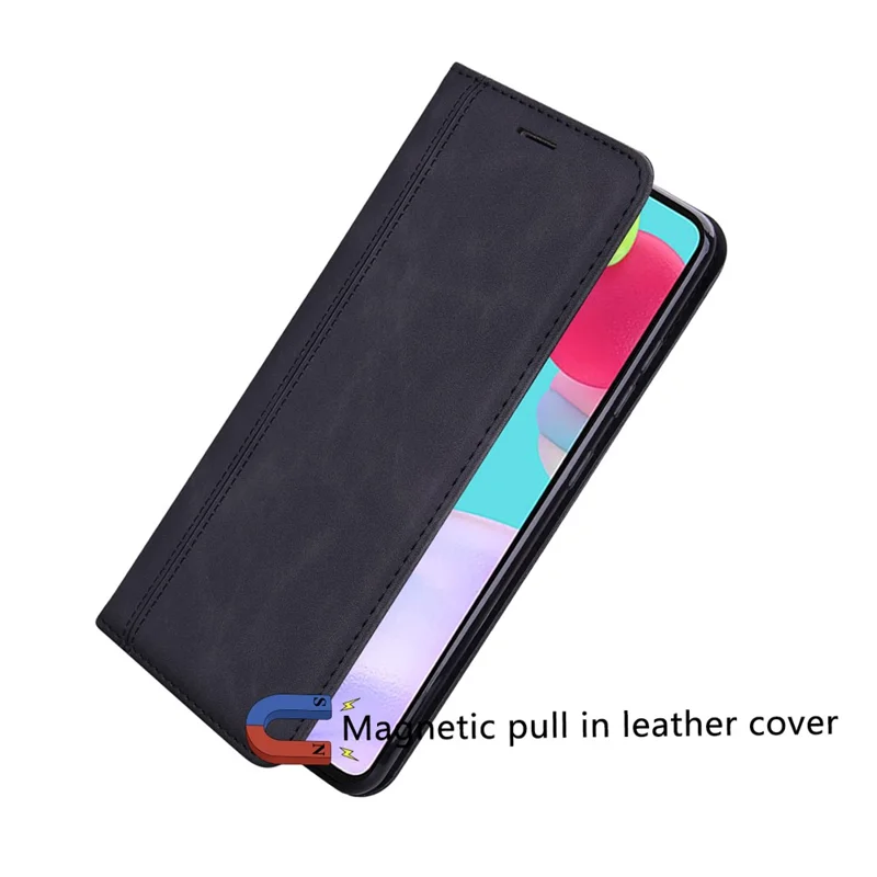 For iPhone 15 Pro Max Case Business Style Magnetic Closure Leather Phone Cover with Strap - Black