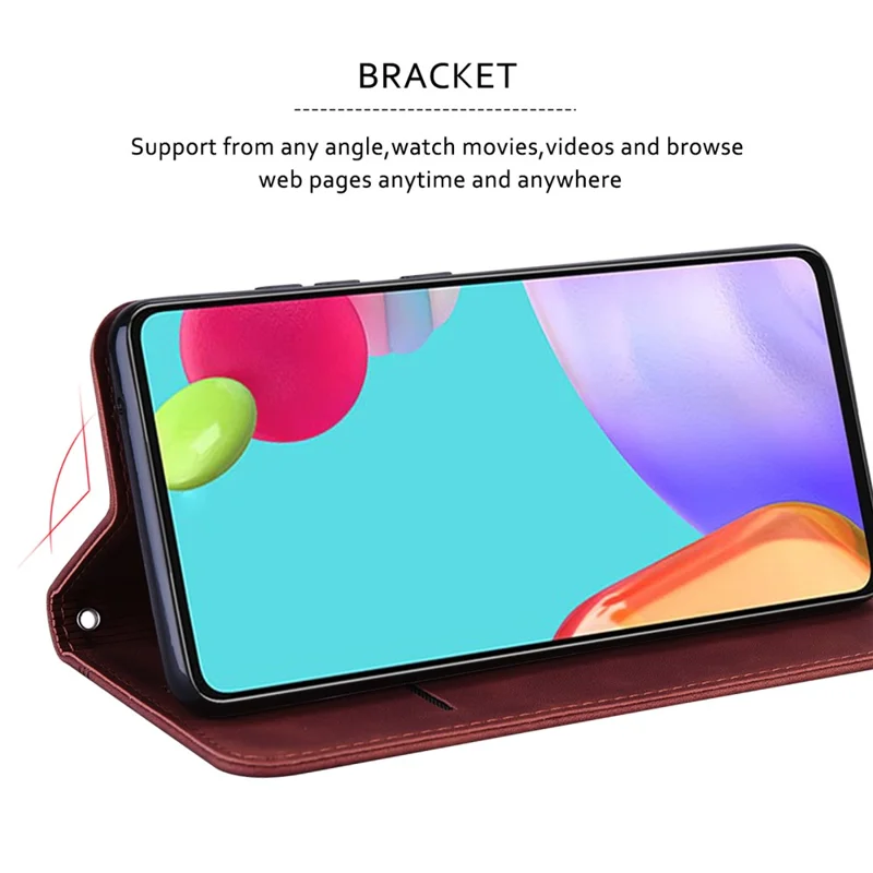 For iPhone 14 Pro Max Case Business Style Magnetic Closure Leather Phone Cover with Strap - Brown