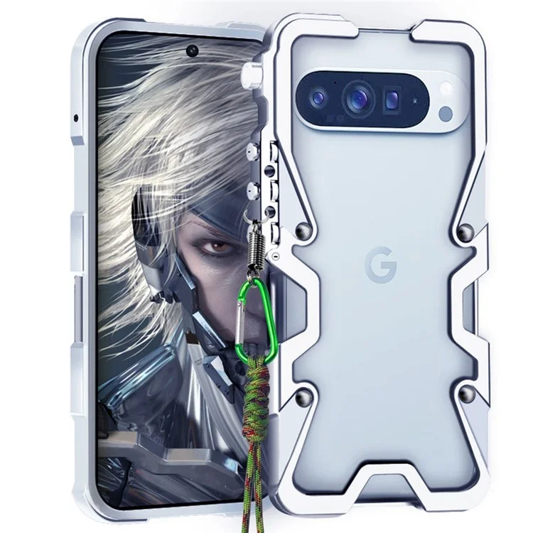 For Google Pixel 9 Pro XL Bumper Case Aluminium Alloy Metal Phone Shell Cover - Silver