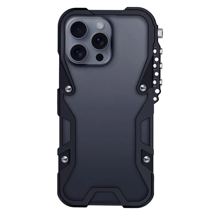 For iPhone 16 Pro Max Bumper Case Aluminium Alloy Metal Phone Shell Cover - Black