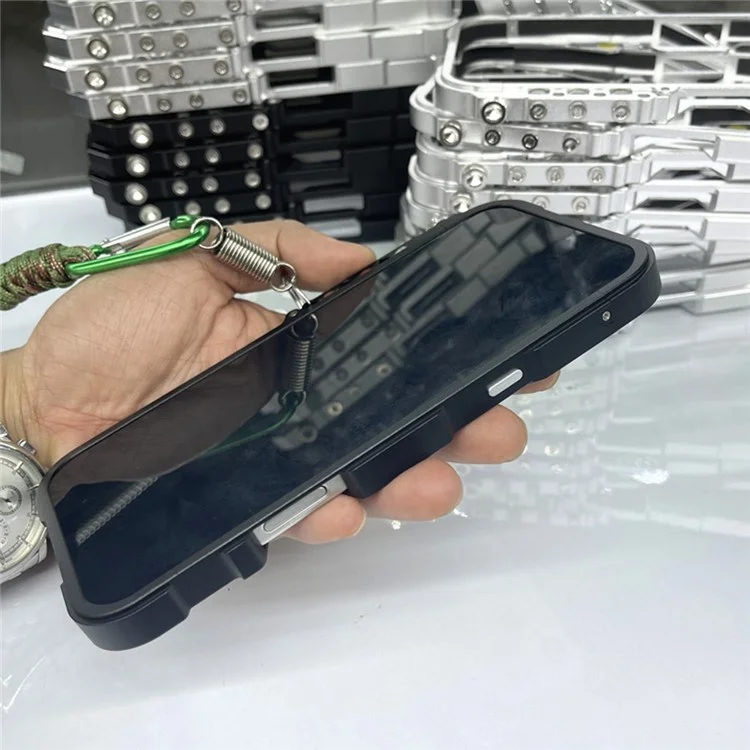 For iPhone 16 Pro Max Bumper Case Aluminium Alloy Metal Phone Shell Cover - Black