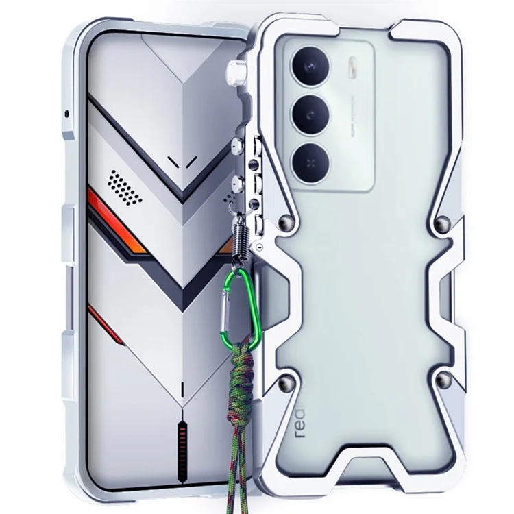 Für Realme 14x 5G Stoßfeste Hülle aus Aluminium-Legierung Metallische Handyhülle - Silber