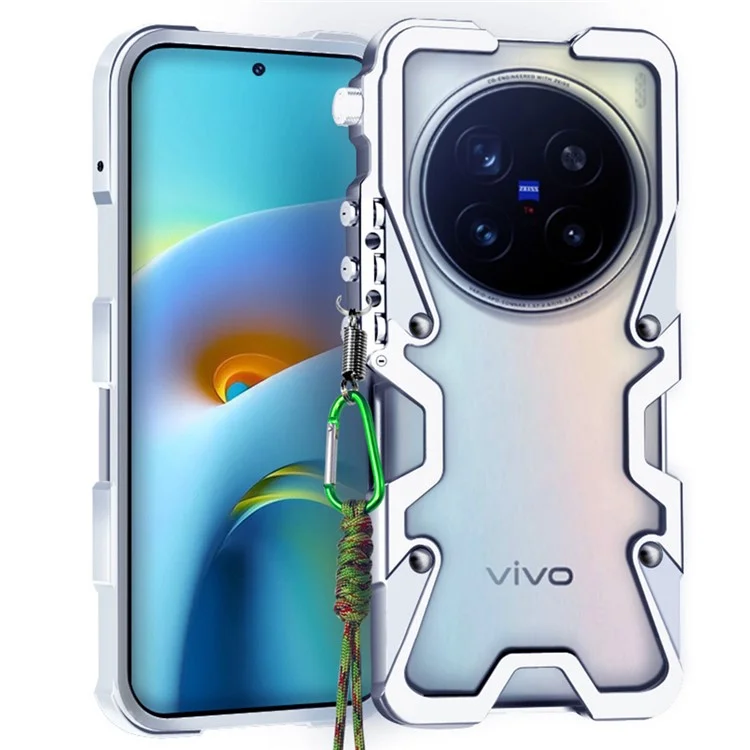 Für vivo X200 Pro 5G Stoßfänger Hülle Aluminium Legierung Metall Handy Schutzhülle - Silber