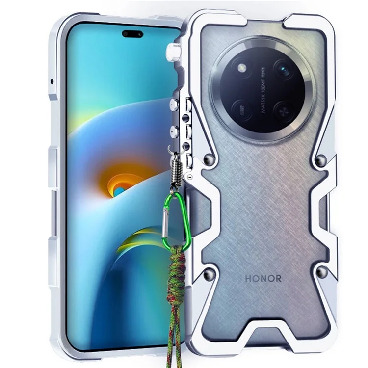 For Honor X60 Pro 5G Stoßfänger Hülle aus Aluminium-Legierung Metall Telefon Schutzhülle - Silber