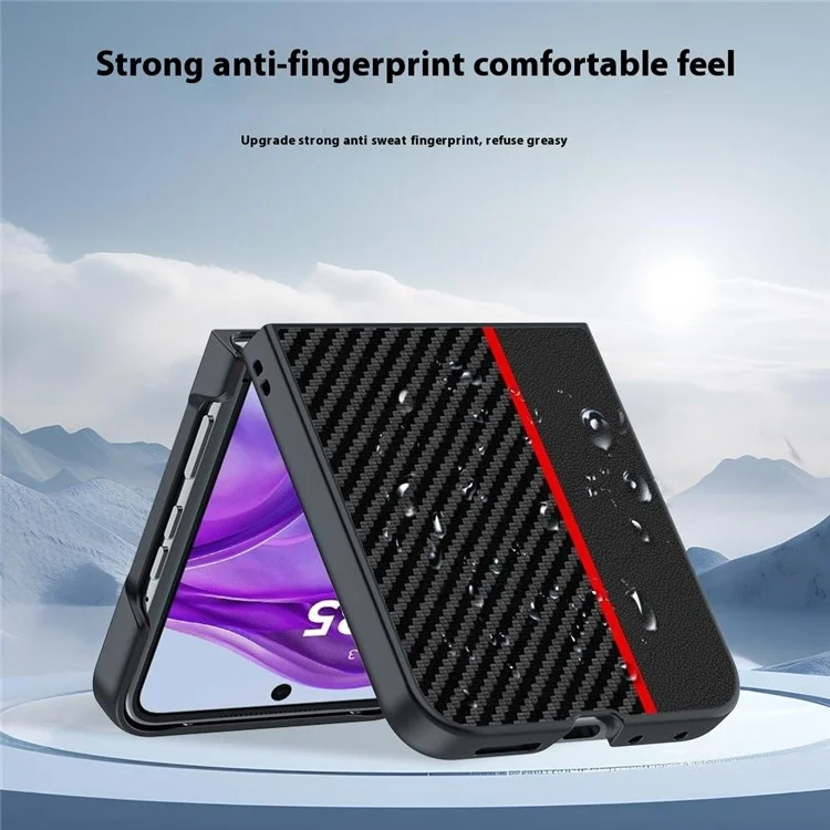 For Motorola Razr 60 Ultra 5G Case Carbon Fiber Texture Ultra Slim Hard PC Phone Cover - Black  /  Red