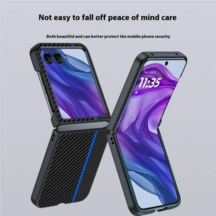 For Motorola Razr 60 Ultra 5G Case Carbon Fiber Texture Ultra Slim Hard PC Phone Cover - Black  /  Red