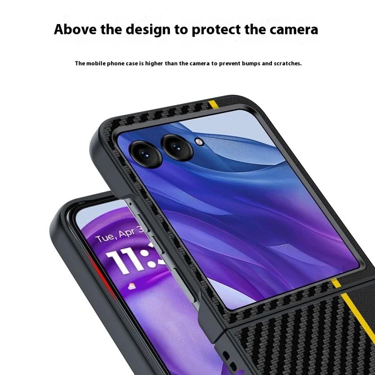 For Motorola Razr 60 Ultra 5G Case Carbon Fiber Texture Ultra Slim Hard PC Phone Cover - Black  /  Red