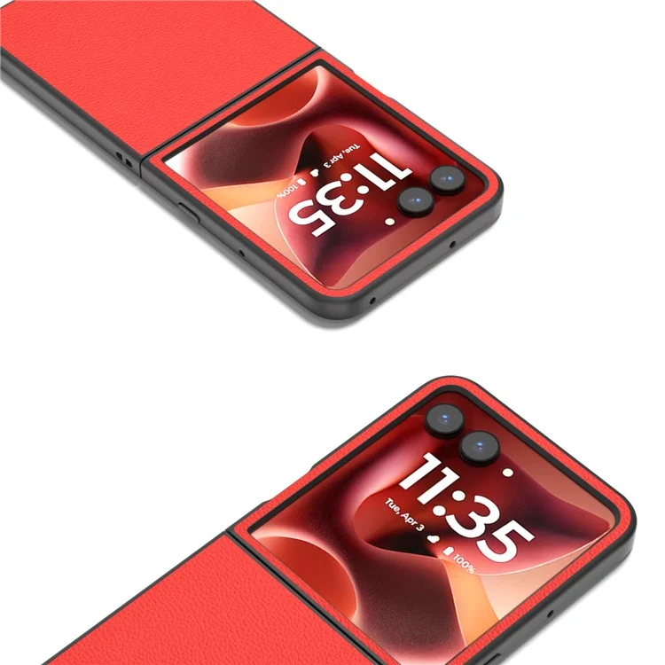 ABEEL per Motorola Razr 60 Ultra Cover - Custodia in Vera Pelle di Mucca con Rivestimento Elettrolitico - Rosso
