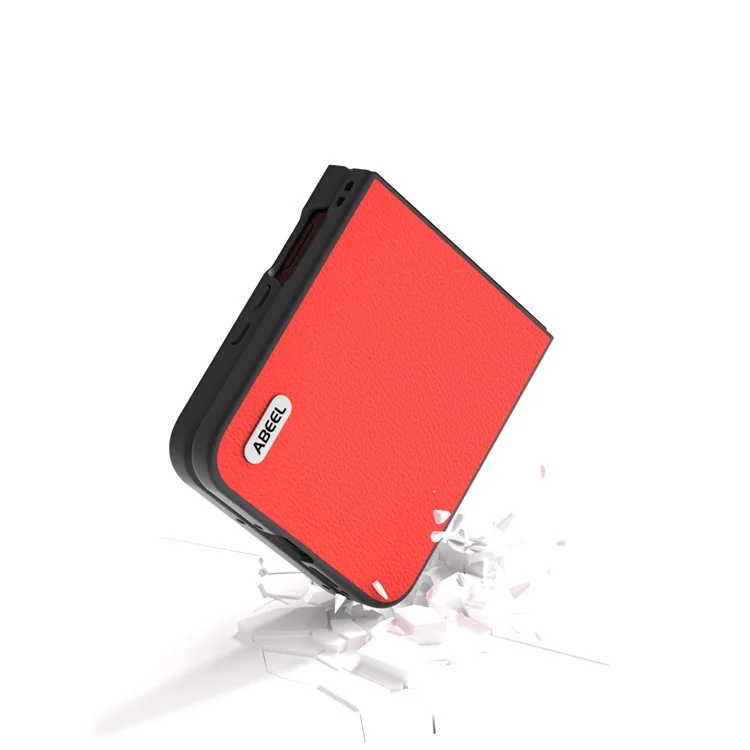 ABEEL per Motorola Razr 60 Ultra Cover - Custodia in Vera Pelle di Mucca con Rivestimento Elettrolitico - Rosso