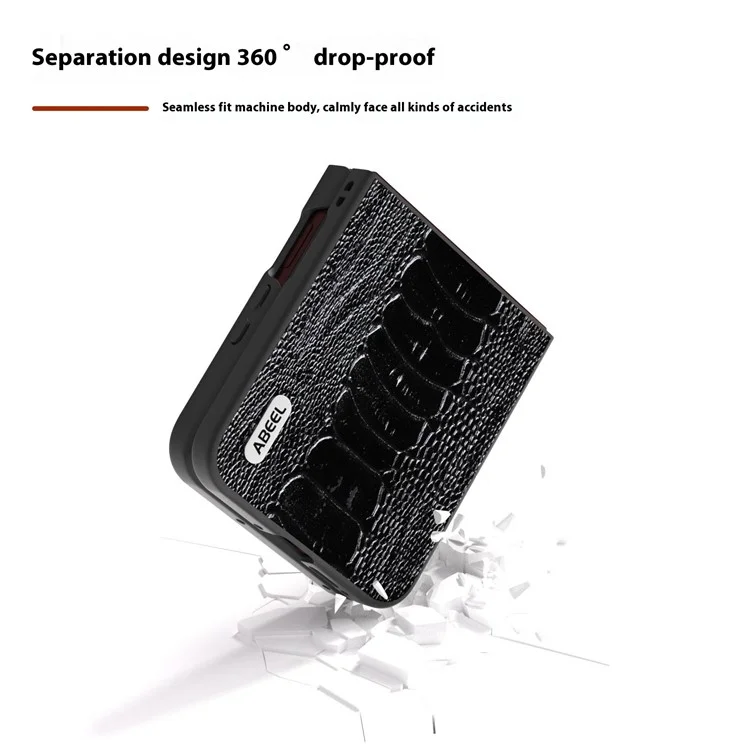 Capa ABEEL para Motorola Razr 60 Ultra com Textura de Crocodilo Eletroplastificada em Couro Genuíno de Vaca + Capa de Telefone em PC - Preto
