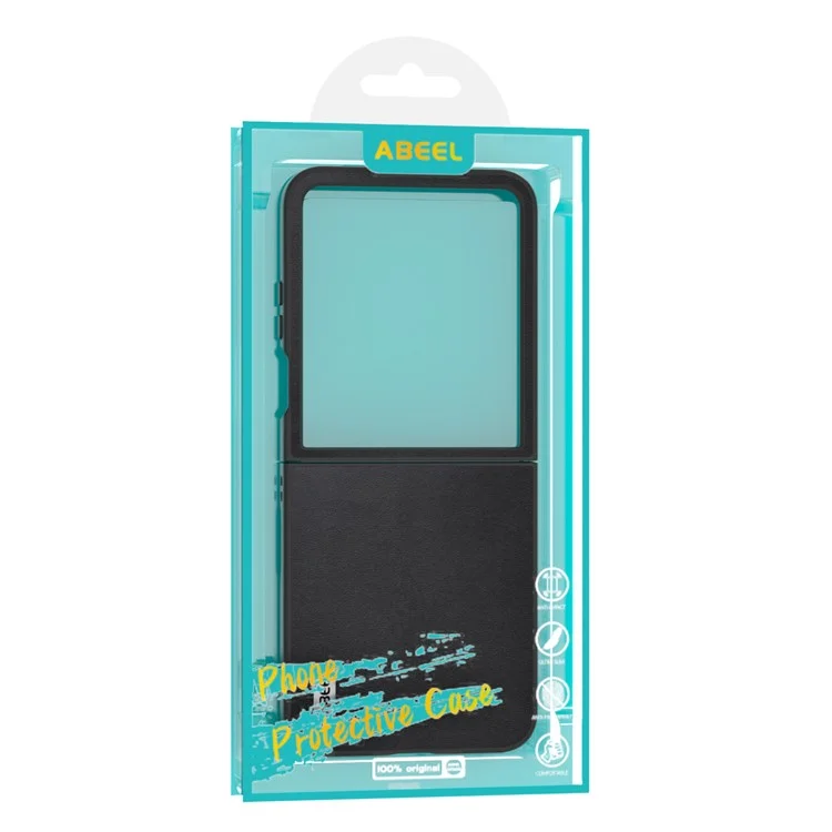 Capa ABEEL para Motorola Razr 60 Ultra com Textura de Crocodilo Eletroplastificada em Couro Genuíno de Vaca + Capa de Telefone em PC - Preto