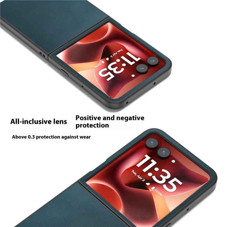 ABEEL Чехол для Motorola Razr 60 Ultra Электрохромный край Натуральная кожа коровы+ПК Чехол для телефона - Зеленый