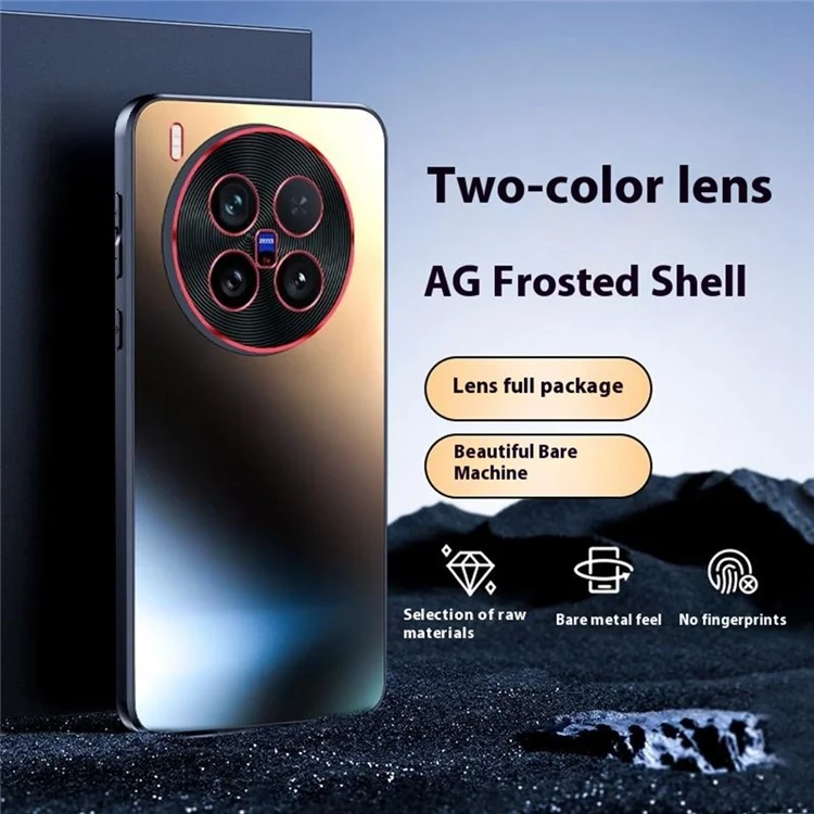 Pour le téléphone vivo X200 Ultra 5G Étui Conception de lentille bicolore Peau AG Sensation mate Couvercle arrière - Noir titane