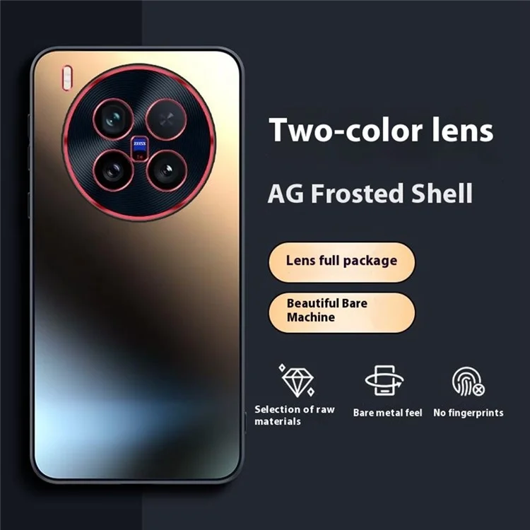 Pour le téléphone vivo X200 Ultra 5G Étui Conception de lentille bicolore Peau AG Sensation mate Couvercle arrière - Noir titane