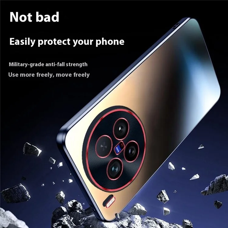 Pour le téléphone vivo X200 Ultra 5G Étui Conception de lentille bicolore Peau AG Sensation mate Couvercle arrière - Noir titane