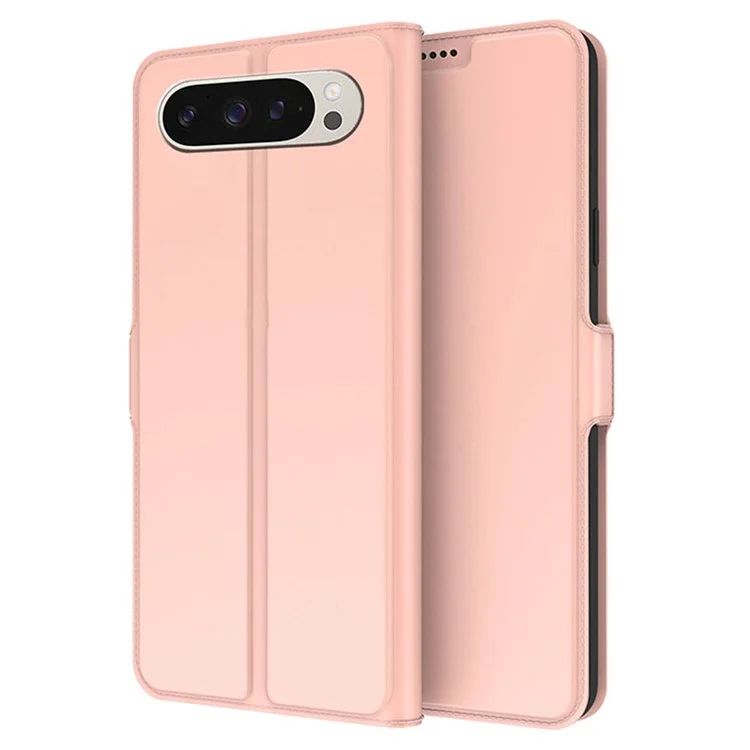 Für Google Pixel 10 Pro XL Hülle Stoßfeste TPU-Innenschale Leder Handyhülle mit Kartenfach - Roségold