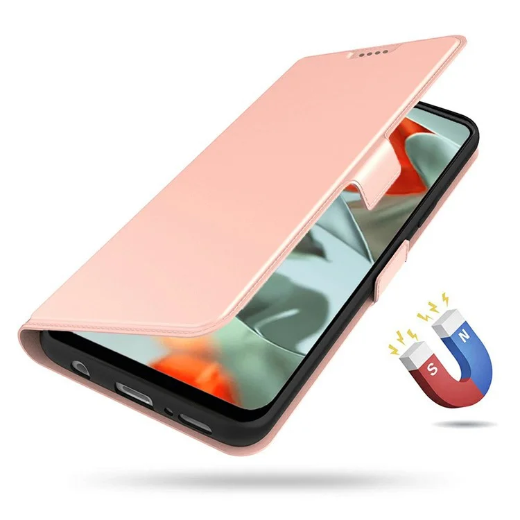 Für Google Pixel 10 Pro XL Hülle Stoßfeste TPU-Innenschale Leder Handyhülle mit Kartenfach - Roségold