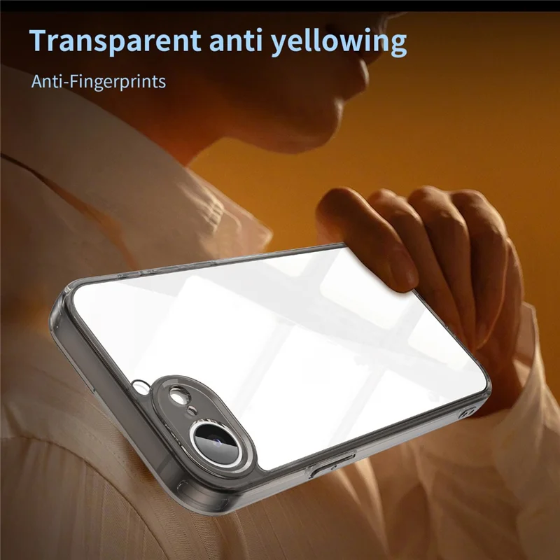 For iPhone 16e Case TPU + Acrylic Phone Back Cover Anti Yellowing - Black