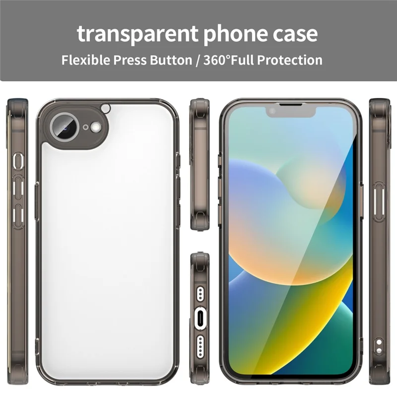For iPhone 16e Case TPU + Acrylic Phone Back Cover Anti Yellowing - Black