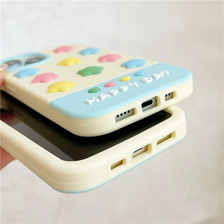 Étui en silicone pour iPhone 15 avec design mignon d'étoiles colorées en 3D, protection antichoc pour le dos du téléphone