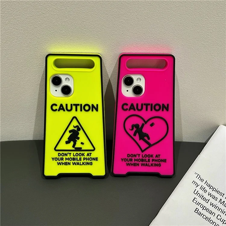 Für iPhone 15 Silikon-Leuchtendes Signage Design Stoßfeste Handyrückseite - Rose
