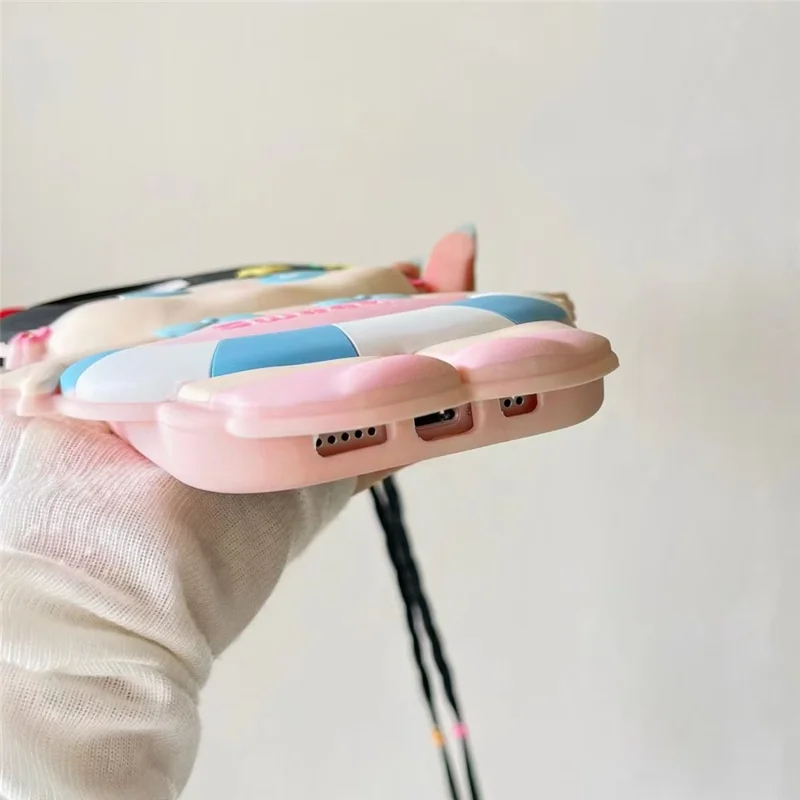 For iPhone 15 Silicone Case Cute Long Braided Girl Design Shockproof Phone Back Cover