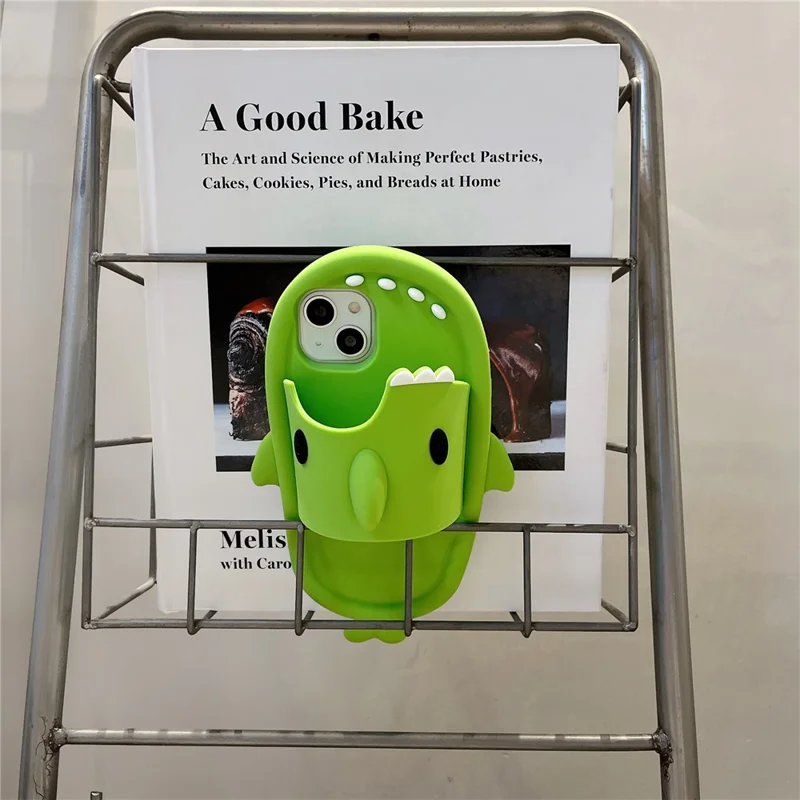 For iPhone 15 Silicone Case Cute Shark Slipper Design Shockproof Phone Back Cover