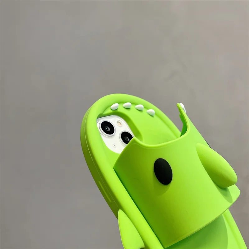 For iPhone 15 Silicone Case Cute Shark Slipper Design Shockproof Phone Back Cover